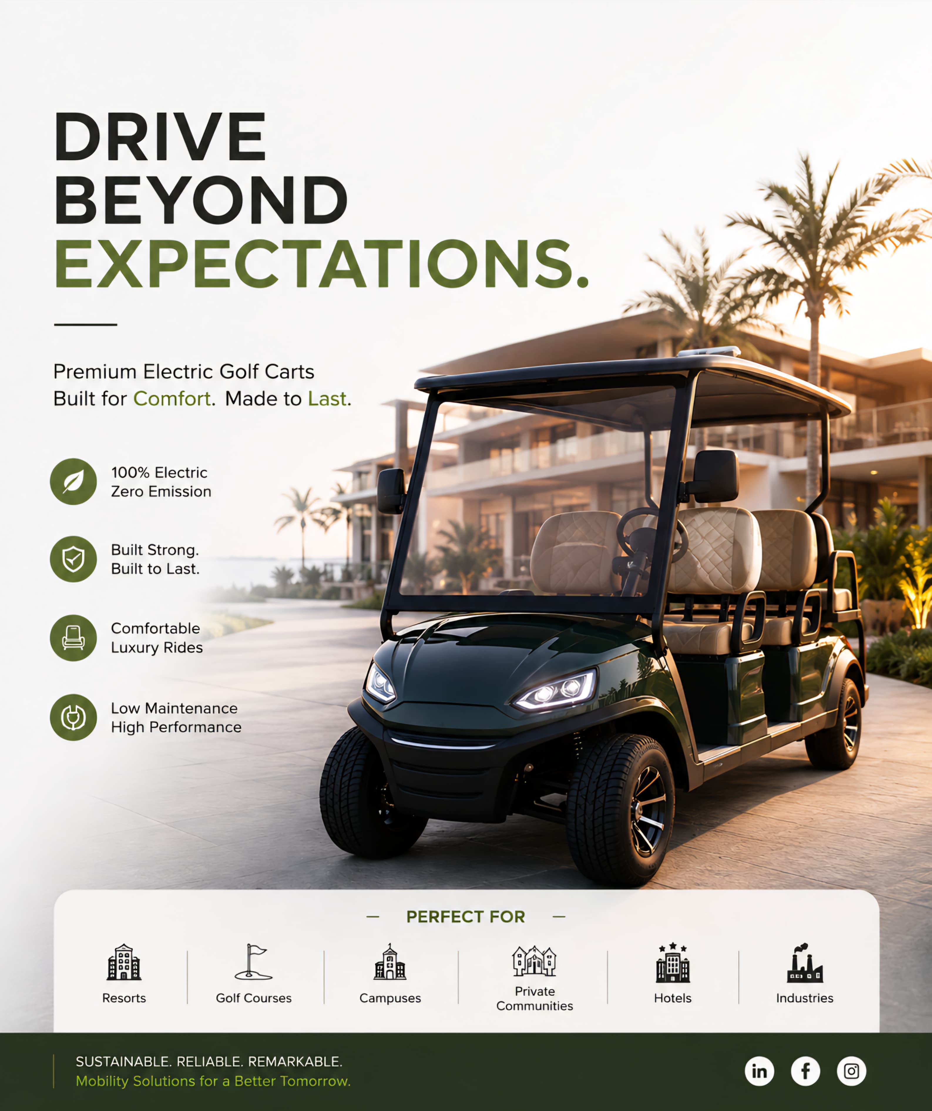 Electric Golf Carts: The Smarter Way to Move People Across Resorts, Hotels, Campuses and Communities